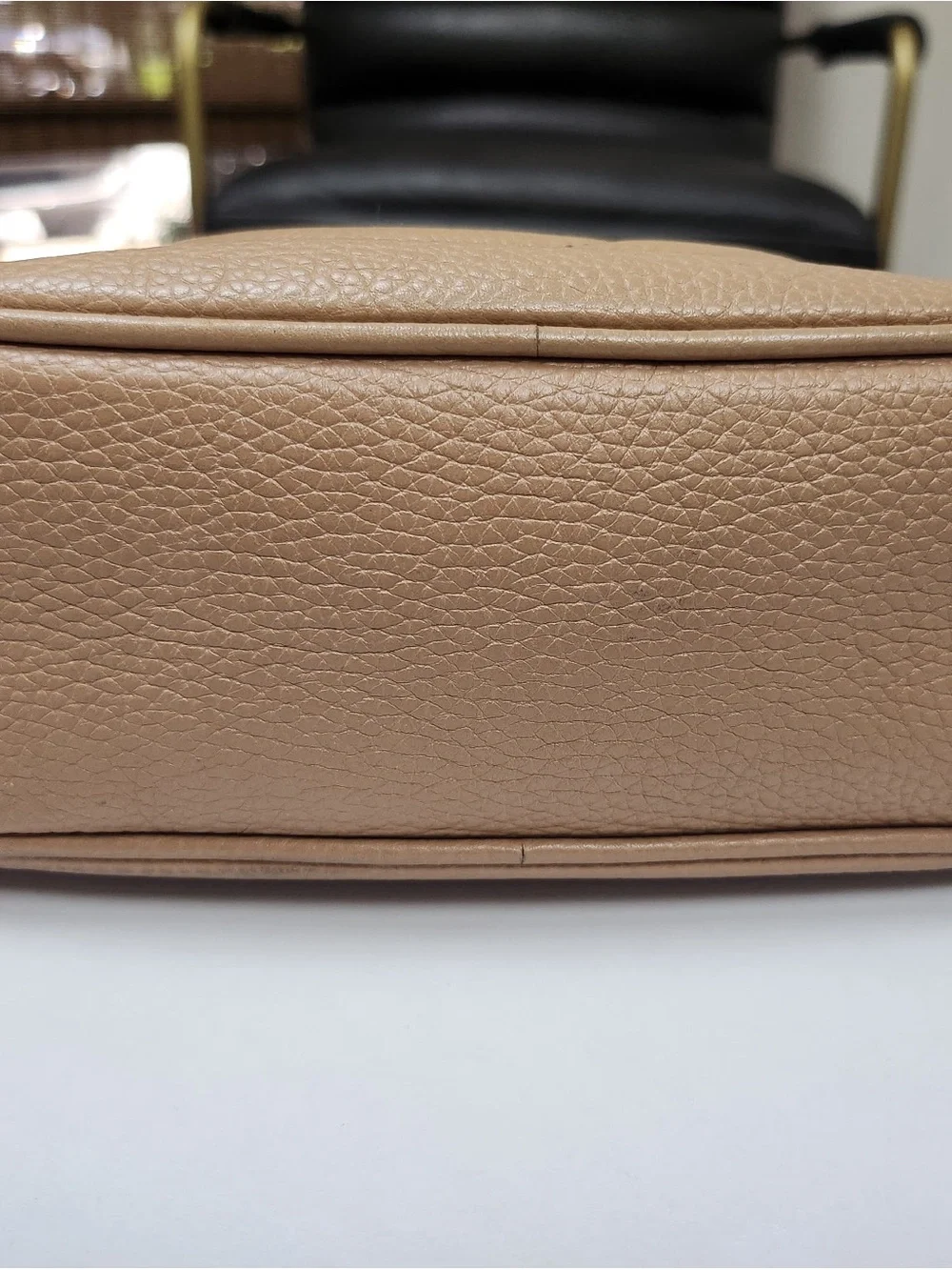 Gucci Tan Pebbled Leather Crossbody with Tassel